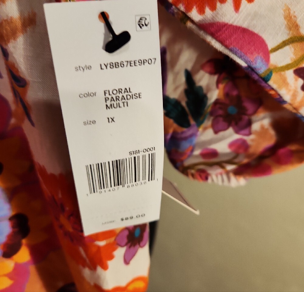 Liverpool Multicolor Floral Split Neck Button Front Blouse Size 1X - Picture 7 of 12